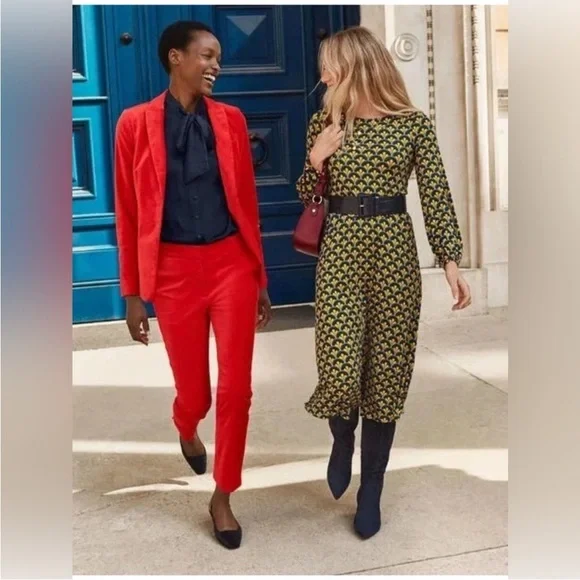 Boden Sasha Printed Jersey Midi Dress Yellow Geometric Mod Print size 4 - Picture 5 of 12